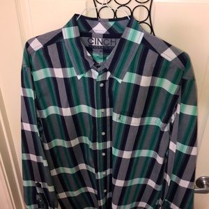 Cinch XL button down Grey, Navy, Green and White Like new